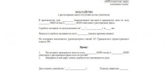 Ходотайство о разводе без супруга